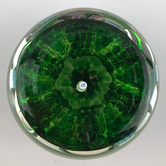 Perthshire 1981B Faceted Lampwork Flower and Millefiori Panel Twist Paperweight - Picture 3 of 14